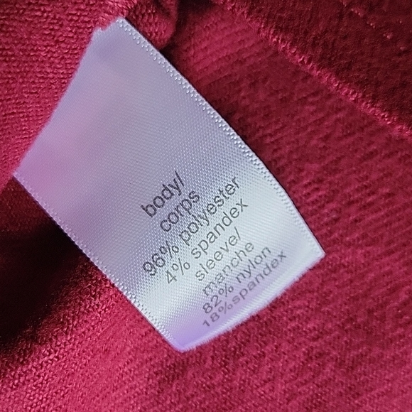 Maurices Red High Neck Cut Out Sheer Polka Dot Sleeve Top - Picture 5 of 6